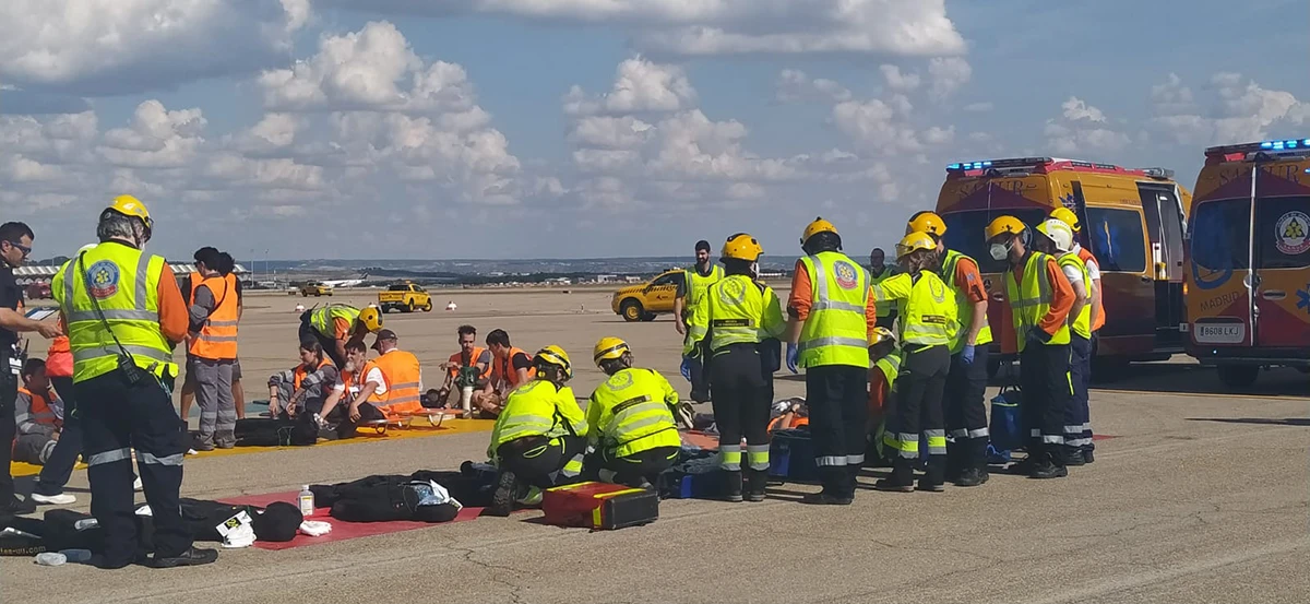 Simulacro general de emergencia aeronutica en el Aeropuerto Madrid-Baraja. Foto: Aena