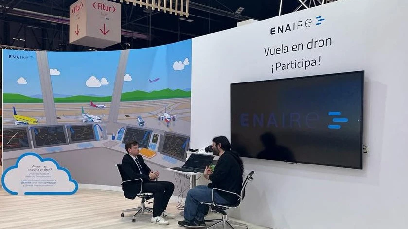 Foto del stand de Enaire en Fitur 2024. Foto: Enaire