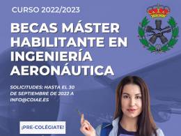 Convocatoria de las becas para cursar el mster habilitante en Ingeniera Aeronutica, curso 2022-2023