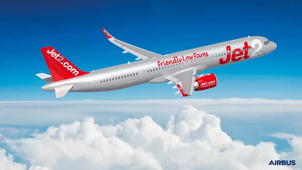 Imagen realizada por ordenador de Aeronave A320neo de la compaa area Jet2.com en vuelo. Foto: Airbus