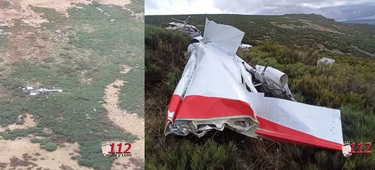 Avioneta de extincin de incendios siniestrada en la localidad de Porto (Zamora). Fotos: 112 Castilla y Len