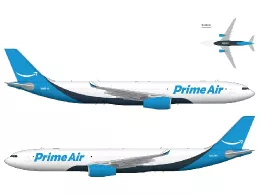 Recreacin de avin A330-300P2F de carga con la decoracin de Amazon Air. Foto: Airbus