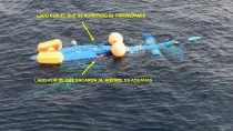 Fotografa de la posicin final de la aeronave en el mar. Foto: CIAIAC