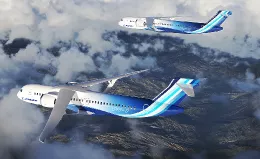 Recreacin de avin con ala tipo arriostrada de Boeing. Foto: Boeing