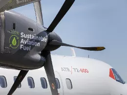 Avin de ATR con motor de Pratt & Whitney Canad probado con 100% de SAF. Foto: ATR