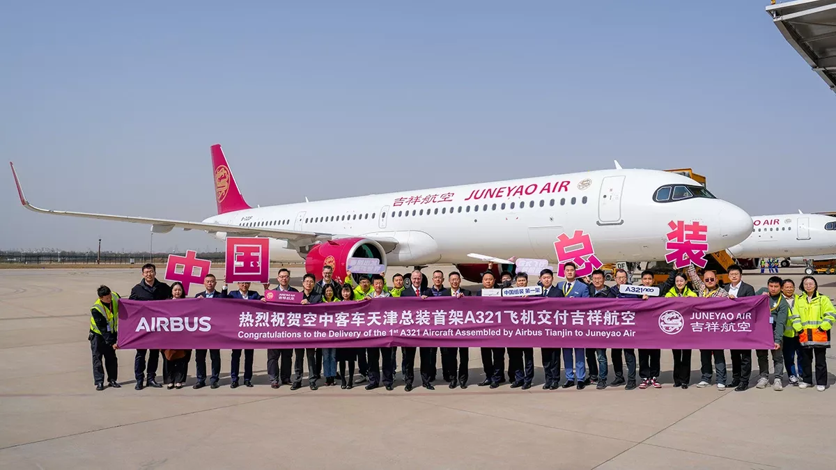 Airbus ha entregado el primer avin A321neo ensamblado en su Lnea de Ensamblaje Final de Asia (FAL Tianjin) a la compaa china Juneyao Air. Foto: Airbus