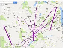 Flujos principales de la red de rutas domsticas de Zambia.