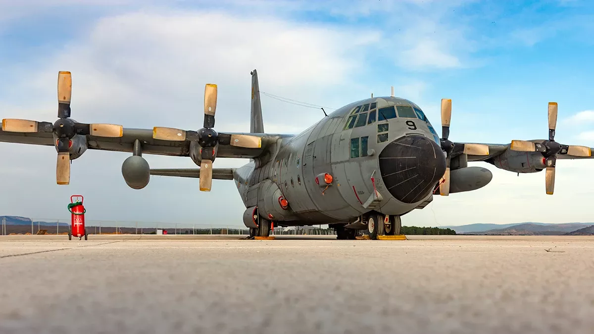 Uno de los Hercules tras su llegada a Garray. Foto Ejrcito del Aire