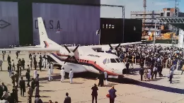 Presentacin del primer CN235 en las instalaciones de CASA en Getafe (foto Museo de Aeronutica y Astronutica).