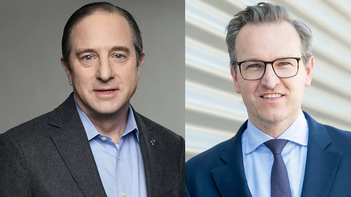 A partir de enero de 2024, Chris Raymond (izq) ser el nuevo presidente y consejero delegado de Boeing Global Services de Boeing; y Brian Moran, el nuevo director de Sostenibilidad de Boeing. Fotos: Boeing