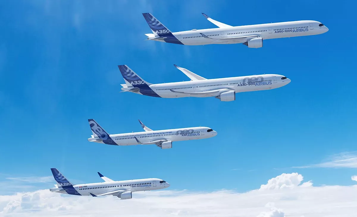 Diferentes familias de aviones de Airbus: Foto: Airbus.