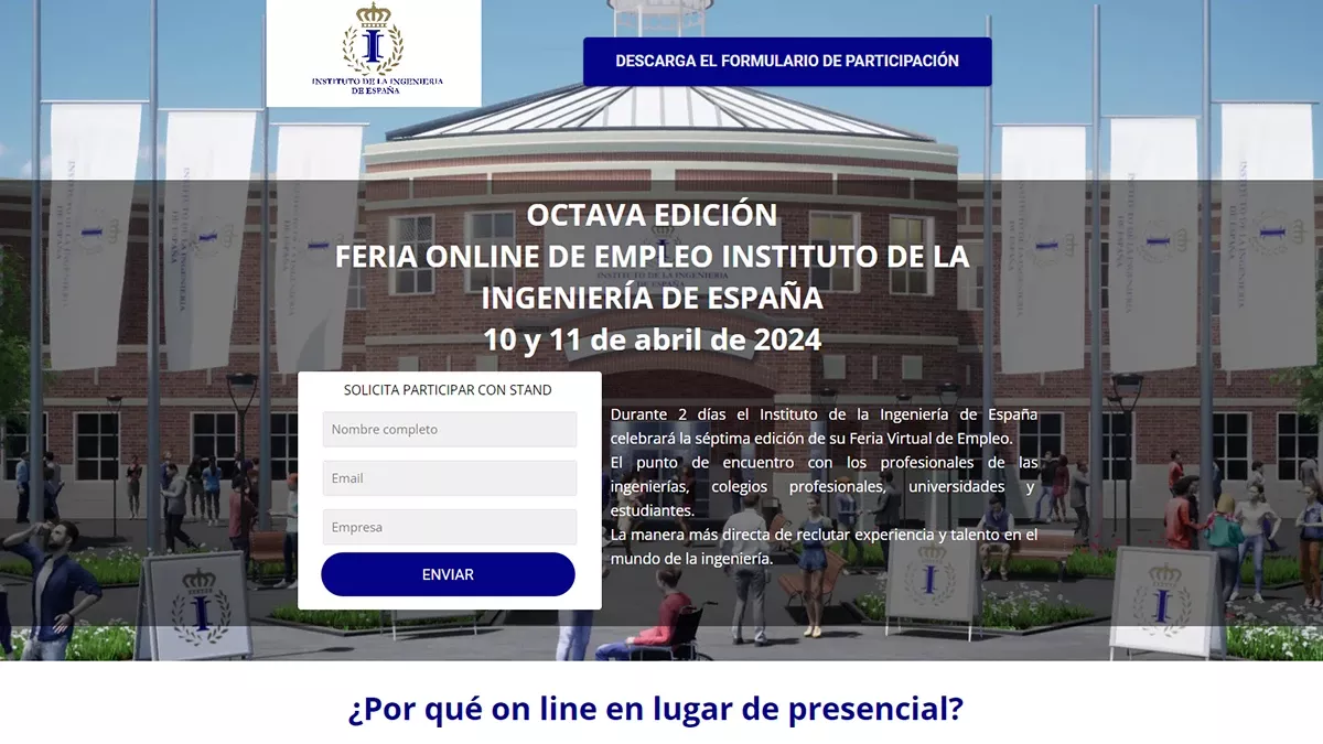 Captura de imagen de la web de la Feria Virtual de Empleo de Ingeniera.