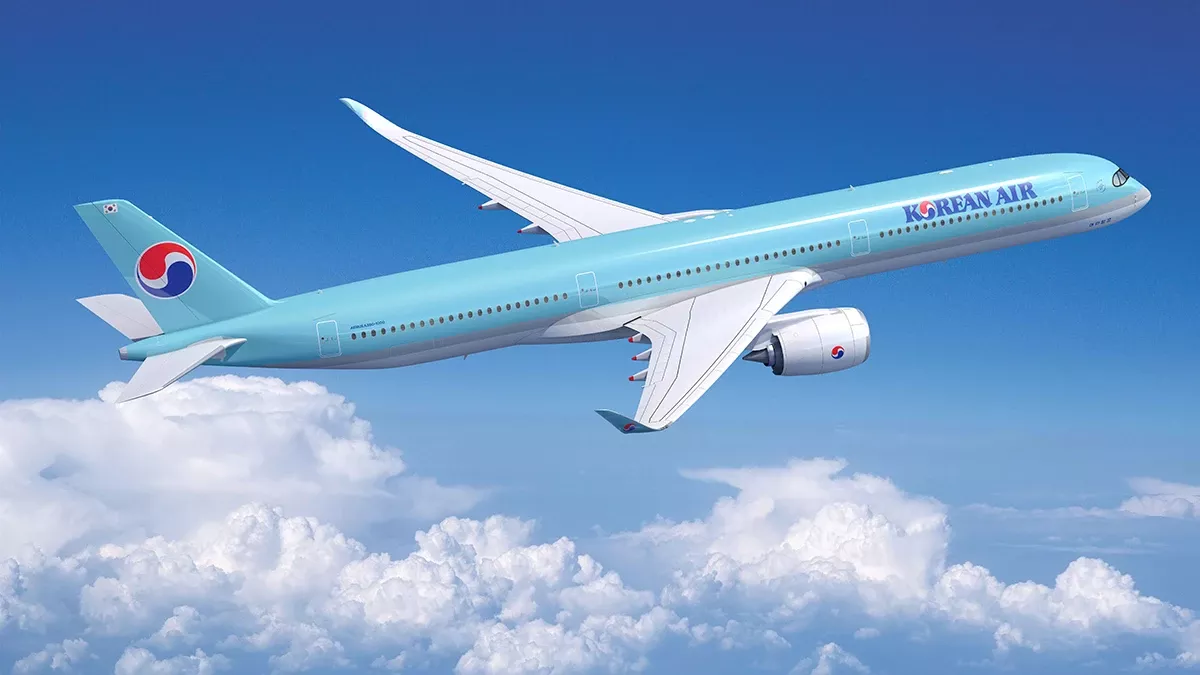 Imagen renderizada por Fixion de un Airbus A350 con los colores de Korean Air. Foto: dreamstime.com