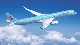 Imagen renderizada por Fixion de un Airbus A350 con los colores de Korean Air. Foto: dreamstime.com