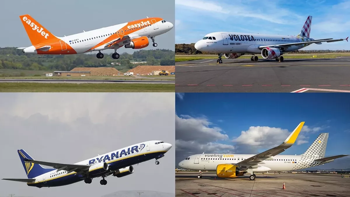 Aviones de Ryanair, Easyjet, Vueling, Volotea.