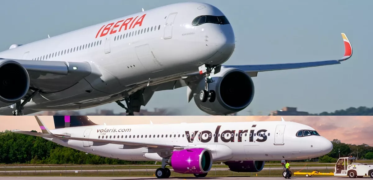  Aviones de Iberia y Volaris. Foto: Iberia y Volaris