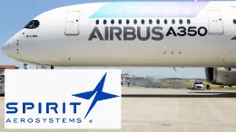 Avin A350 de Airbus y logo de Spirit AeroSystems.