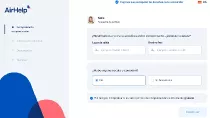 Captura de pantalla de la web de AirHelp con el comprobador de compensacin para pasajeros areos. 