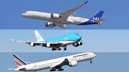 Composicin fotogrfica con Aviones de Air France, KLM y SAS.