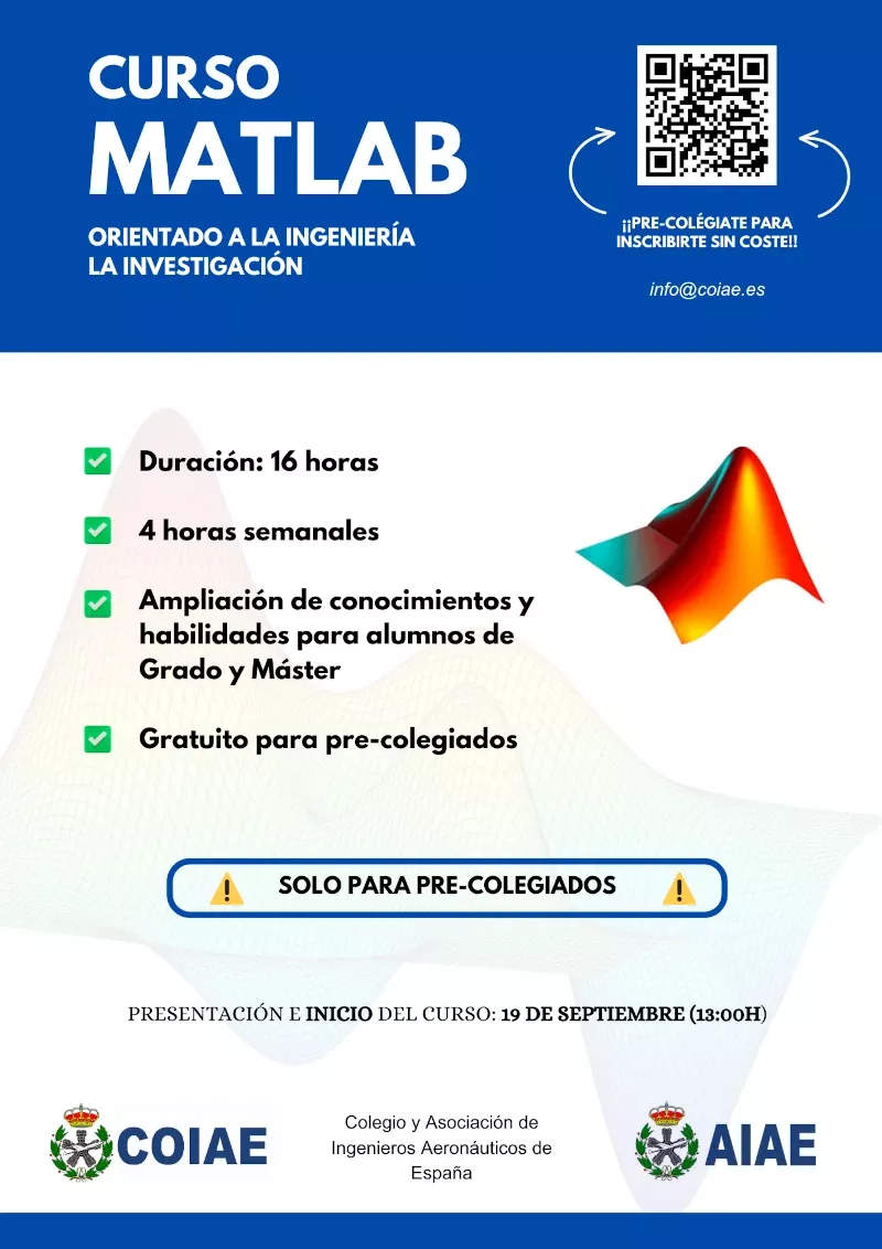 Cartel del Curso MATLAB orientado a la ingeniera y la investigacin.