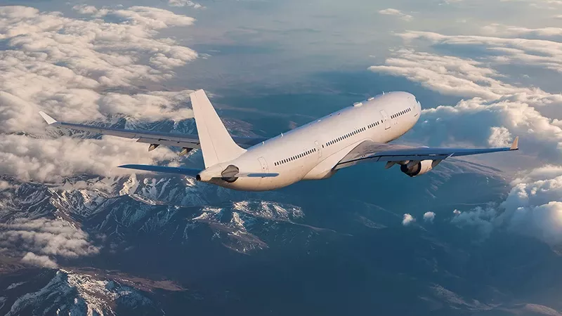 Avin en vuelo sobre un rea montaosa.