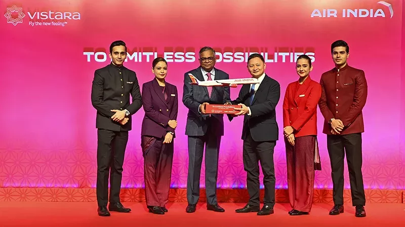 Acto de celebracin del acuerdo de fusin de Air India y Vistara.