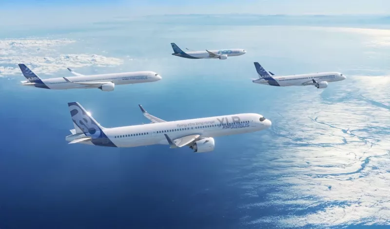 Ilustracin con los diferentes modelos de avin de Airbus. Ilustracin: Airbus