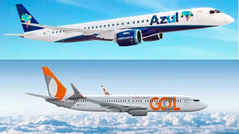 Aviones de Gol y Azul en vuelo.