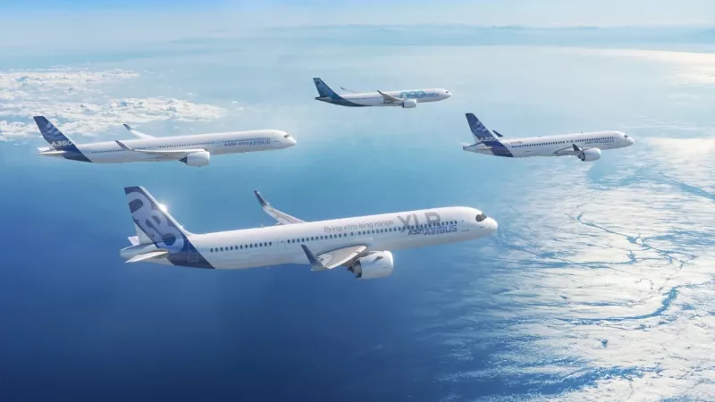 Gama de aviones comerciales de Airbus. Foto: Airbus