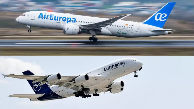 Aviones de Lufthansa y Air Europa.